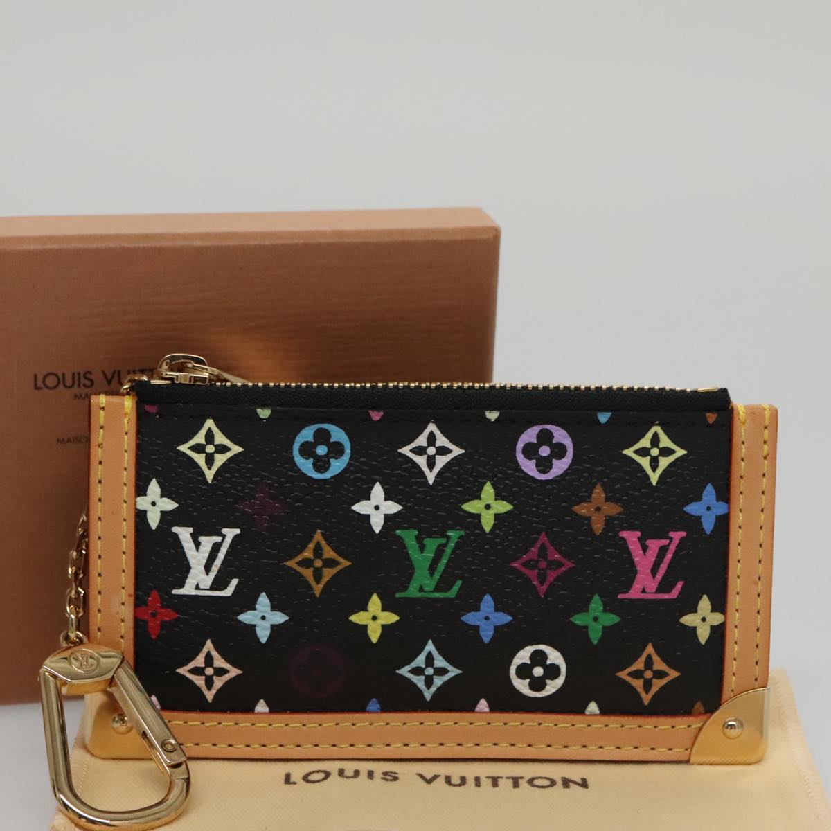 LOUIS VUITTON Monogram Multicolor Pochette Cles Purse Black M92654 104416S