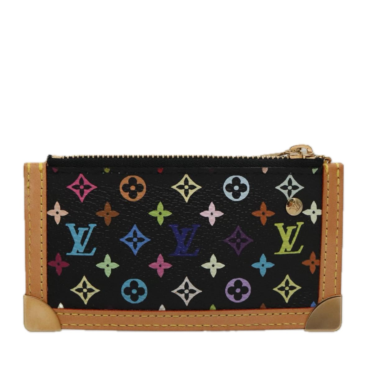 LOUIS VUITTON Monogram Multicolor Pochette Cles Purse Black M92654 104416S