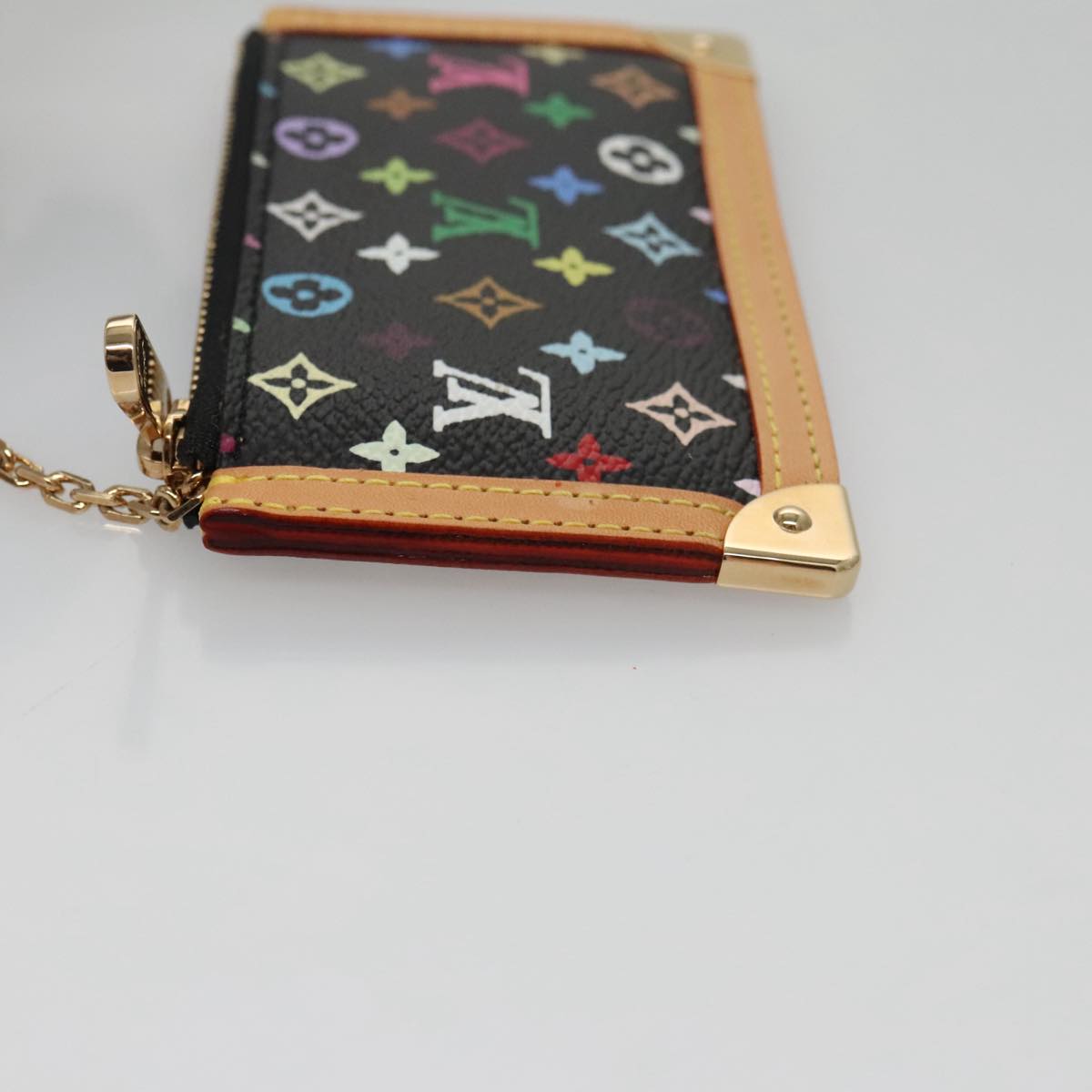 LOUIS VUITTON Monogram Multicolor Pochette Cles Purse Black M92654 104416S