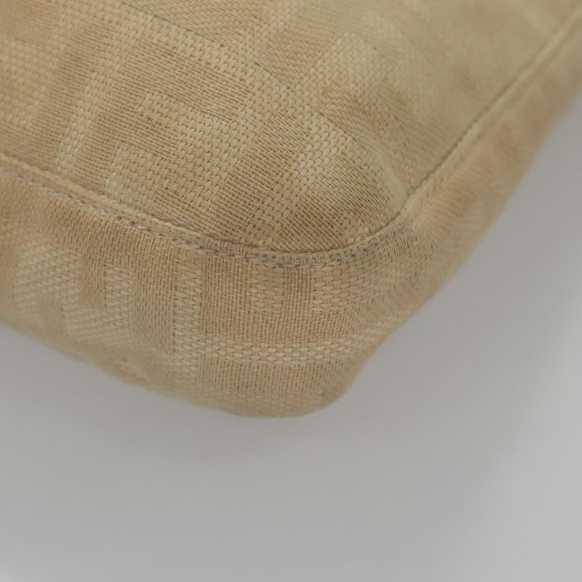 FENDI Zucca Canvas Mamma Baguette Shoulder Bag Beige Silver 104446