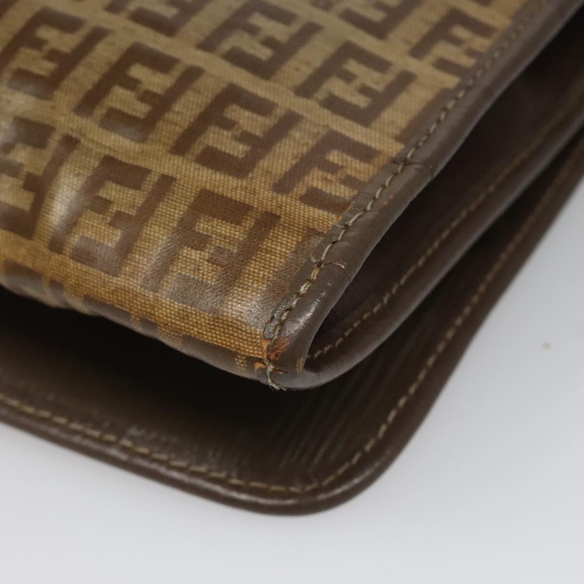FENDI Zucchino Canvas Shoulder Bag Beige 104456