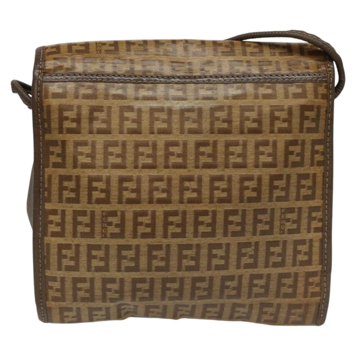 FENDI Zucchino Canvas Shoulder Bag Beige 104456