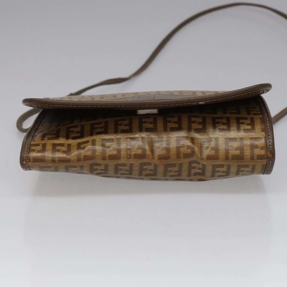 FENDI Zucchino Canvas Shoulder Bag Beige 104456