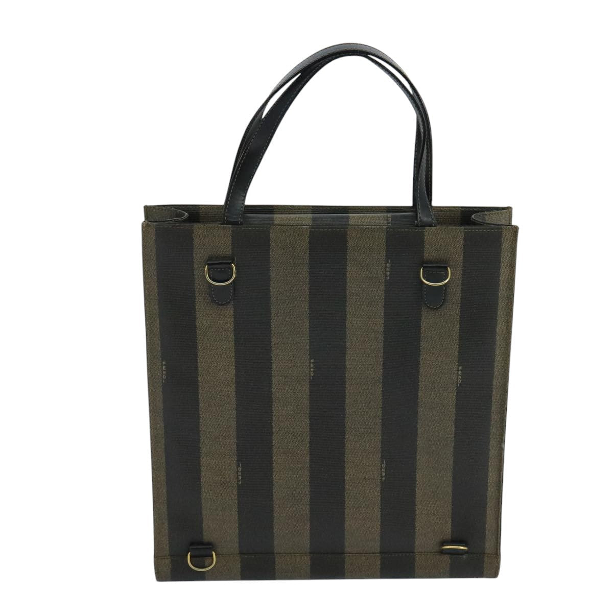 FENDI Pecan Canvas Hand Bag Brown Black 104612