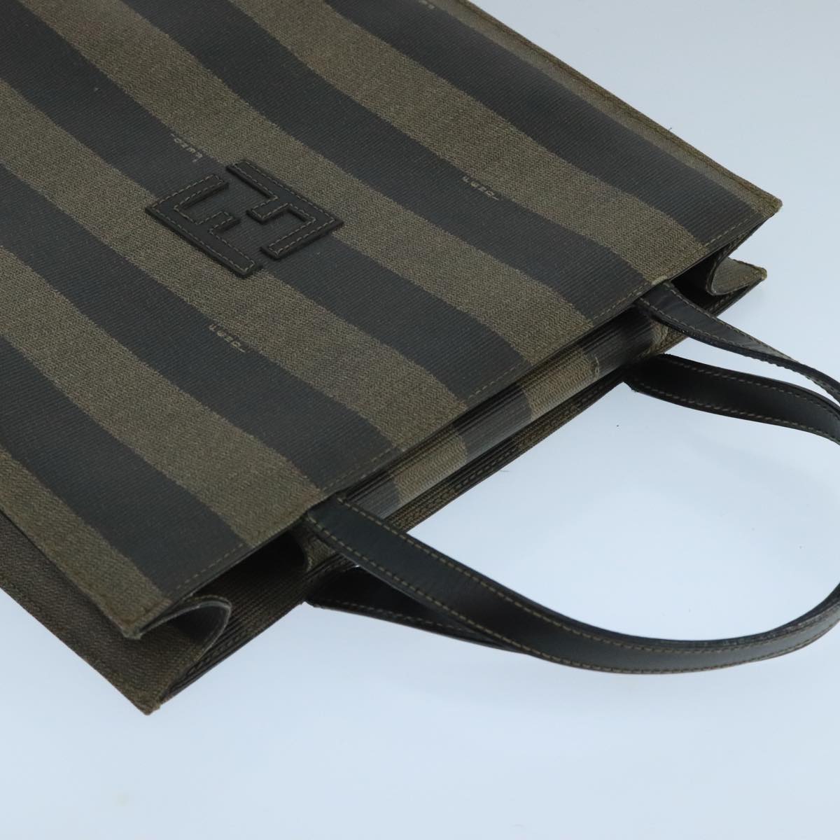 FENDI Pecan Canvas Hand Bag Brown Black 104612