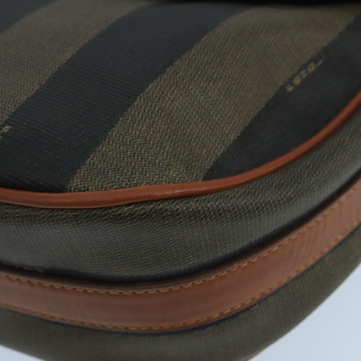 FENDI Pecan Canvas Shoulder Bag Brown Black 104665