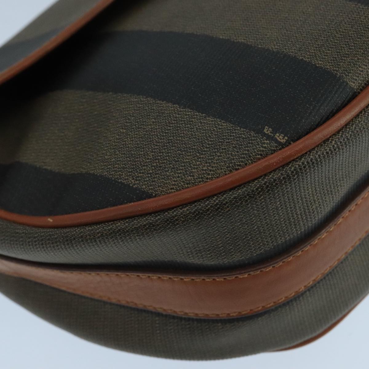 FENDI Pecan Canvas Shoulder Bag Brown Black 104665