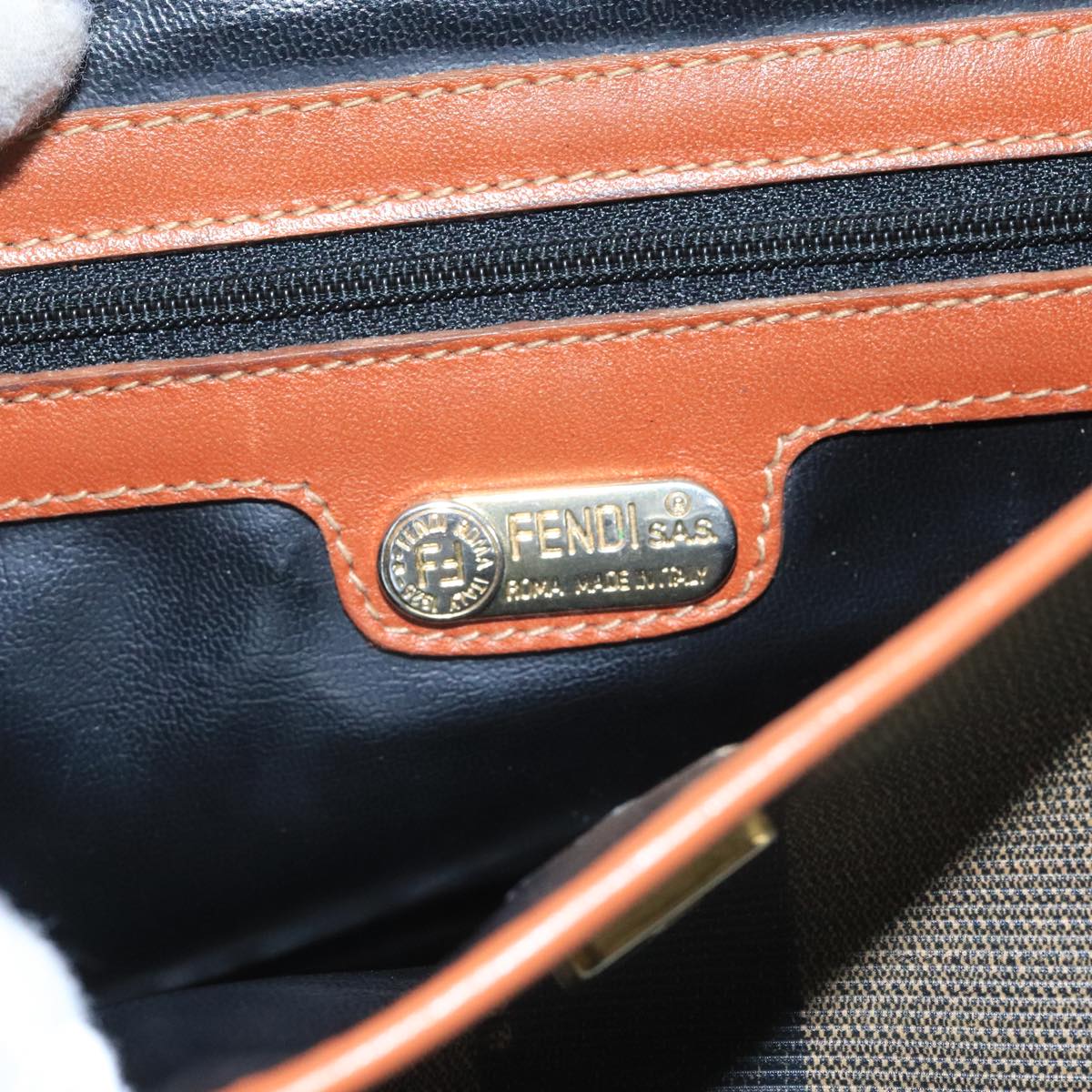 FENDI Pecan Canvas Shoulder Bag Brown Black 104665