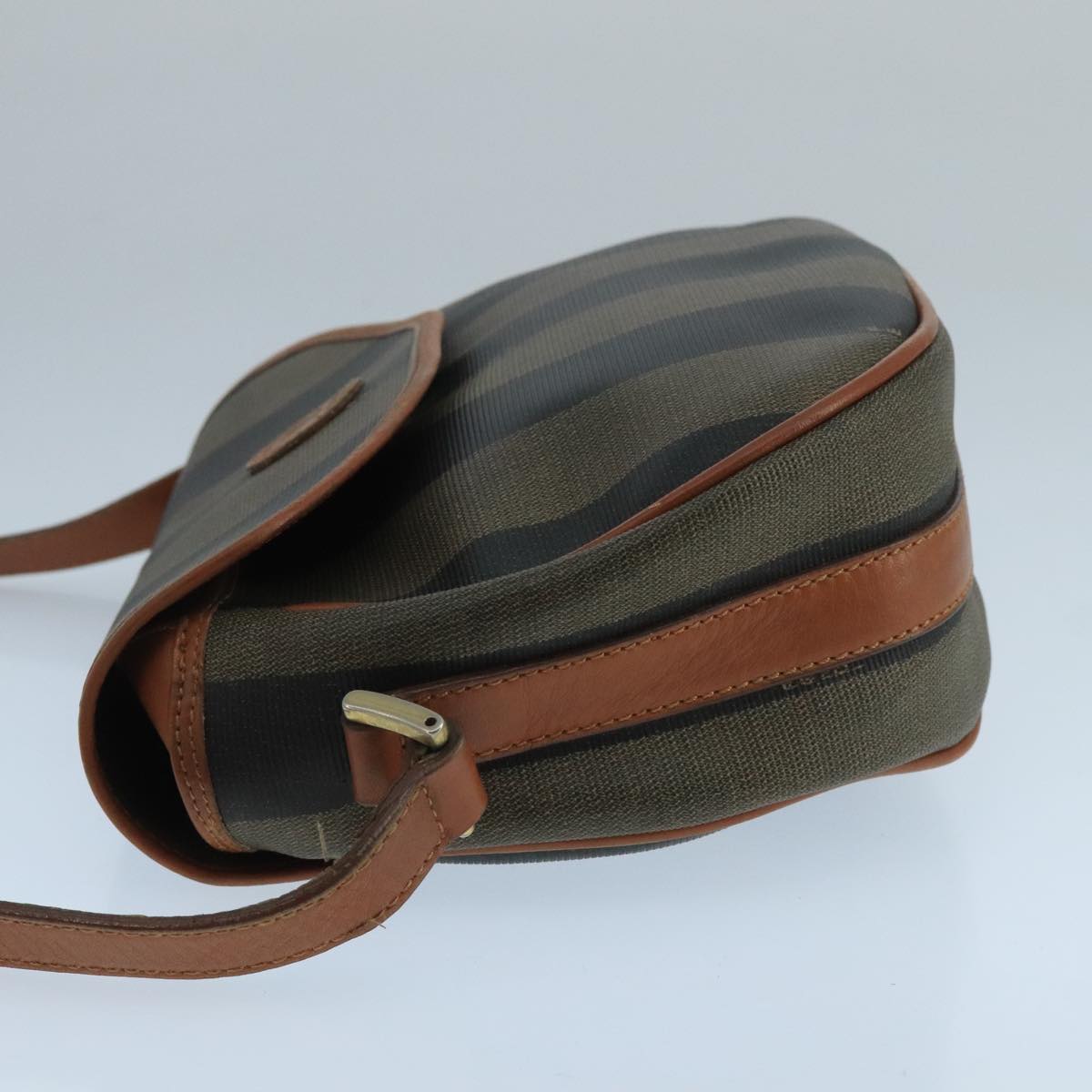 FENDI Pecan Canvas Shoulder Bag Brown Black 104665