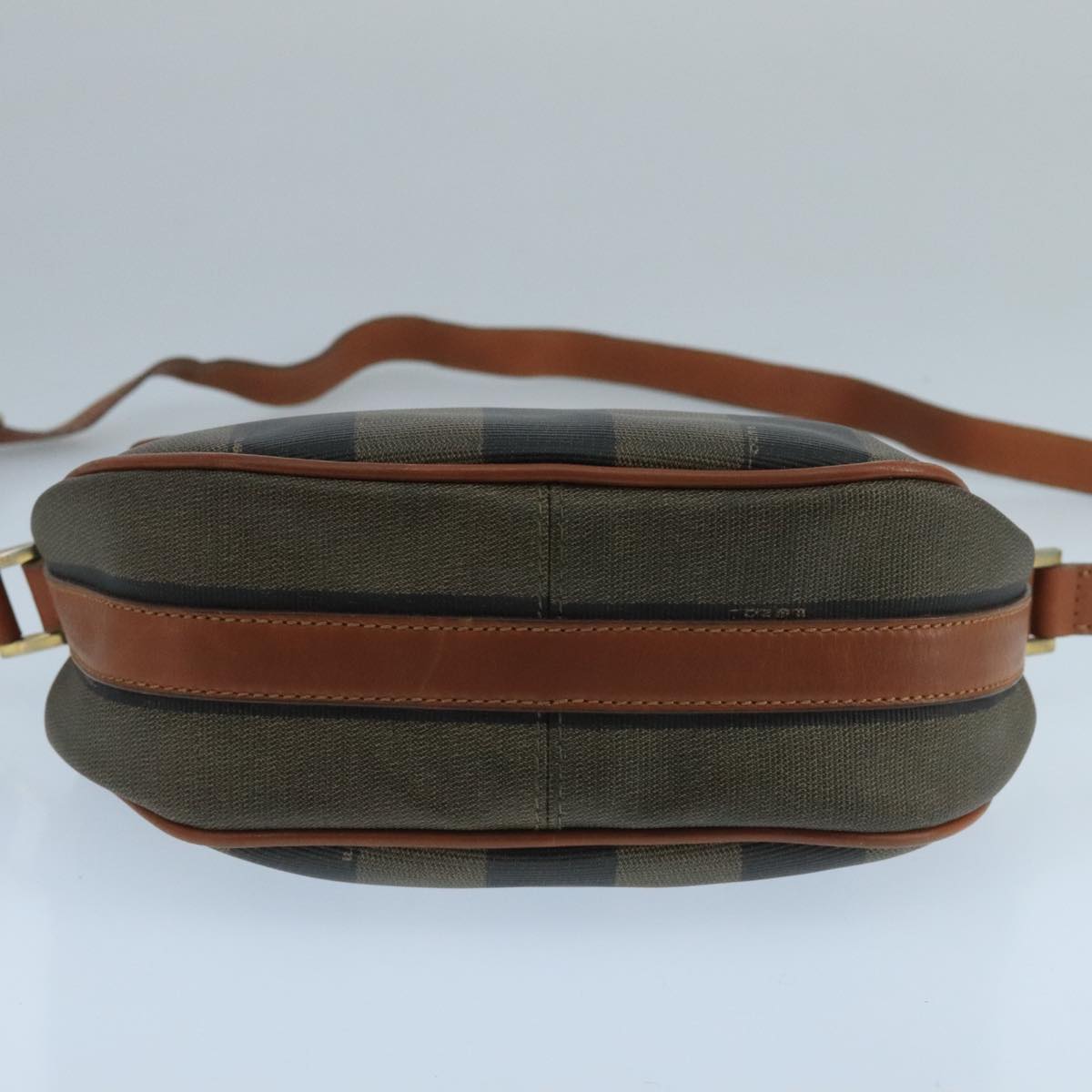 FENDI Pecan Canvas Shoulder Bag Brown Black 104665