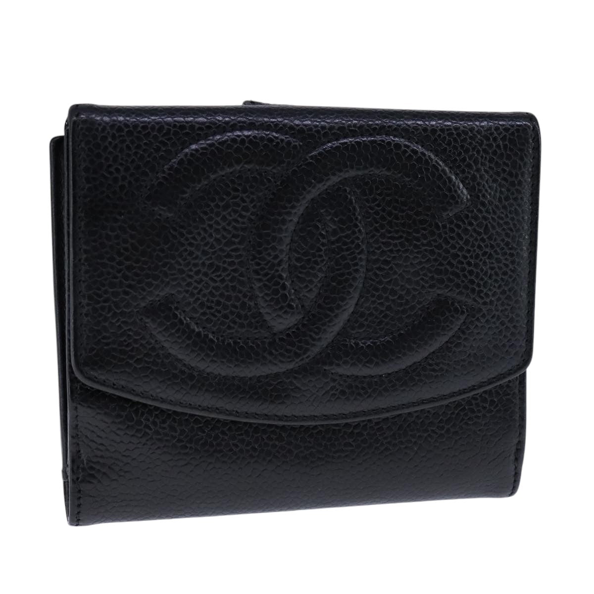 CHANEL Wallet Caviar Skin Black CC 104680