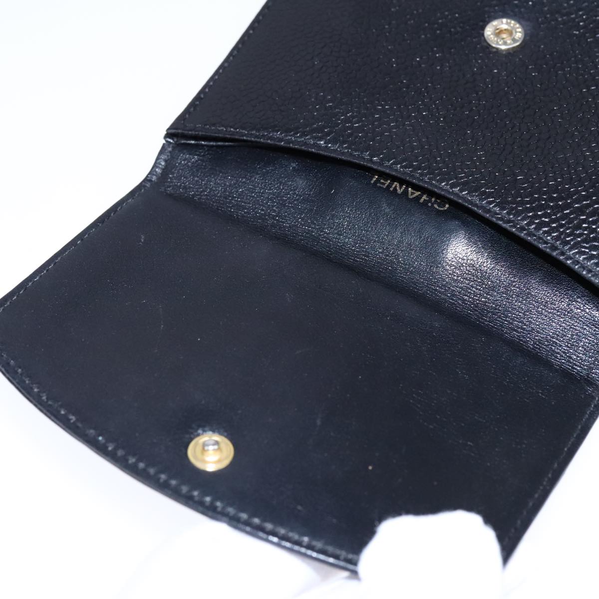 CHANEL Wallet Caviar Skin Black CC 104680