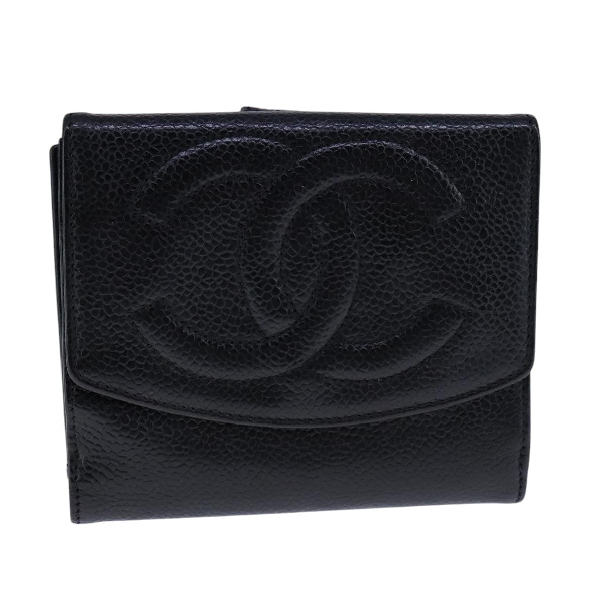 CHANEL Wallet Caviar Skin Black CC 104680
