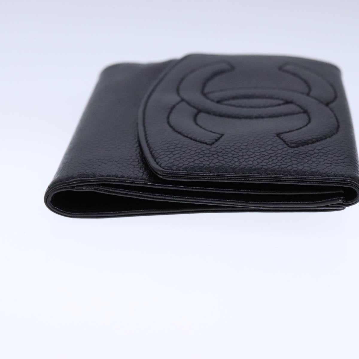 CHANEL Wallet Caviar Skin Black CC 104680