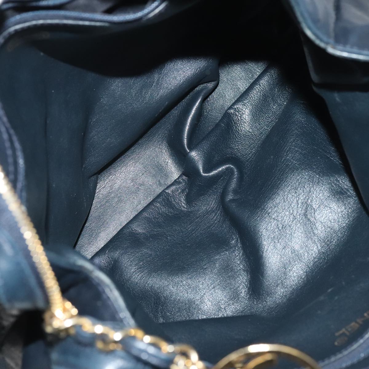 CHANEL COCO Mark Tote Bag Lamb Skin Navy CC 104720