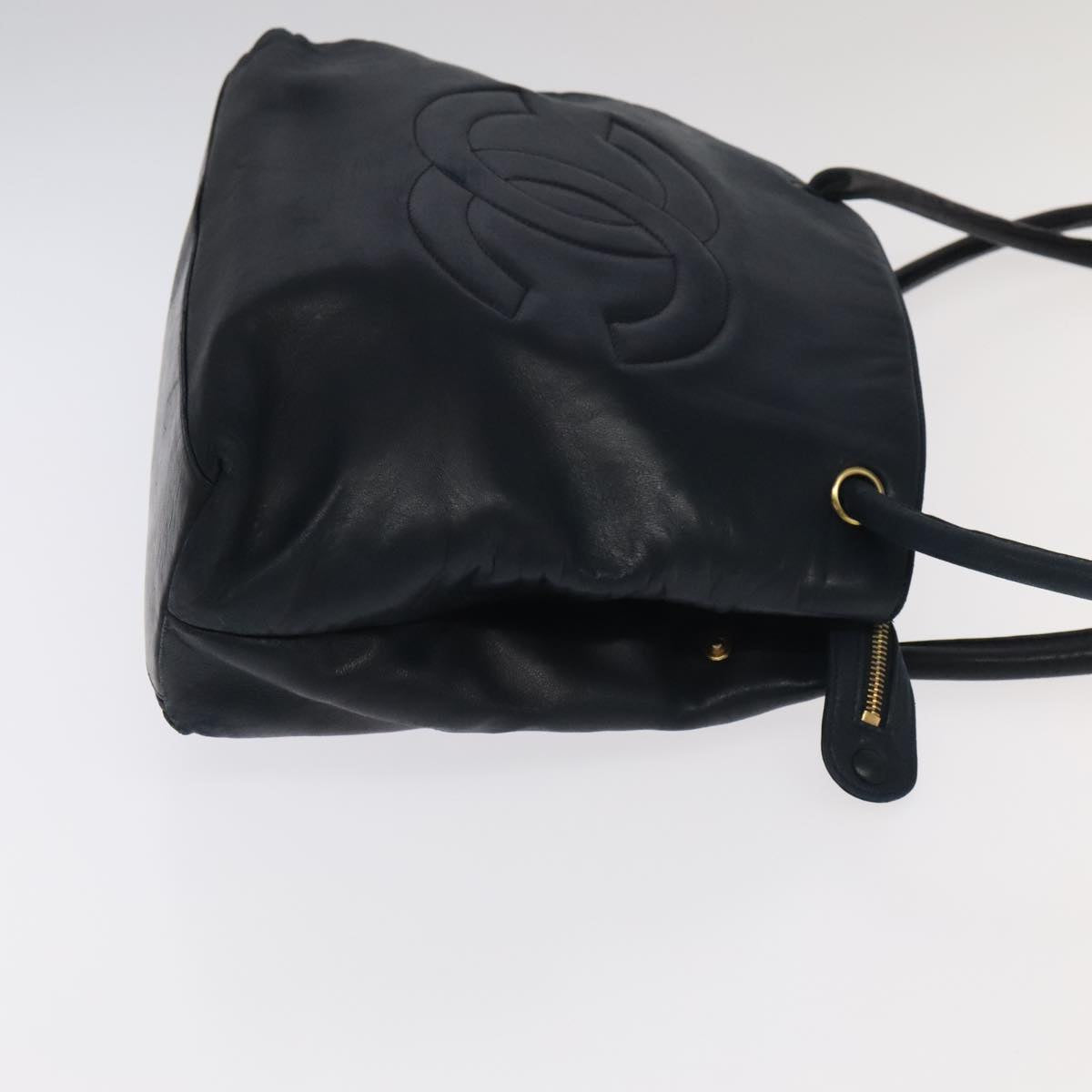 CHANEL COCO Mark Tote Bag Lamb Skin Navy CC 104720