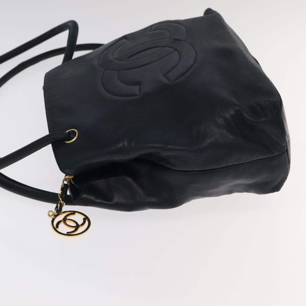 CHANEL COCO Mark Tote Bag Lamb Skin Navy CC 104720