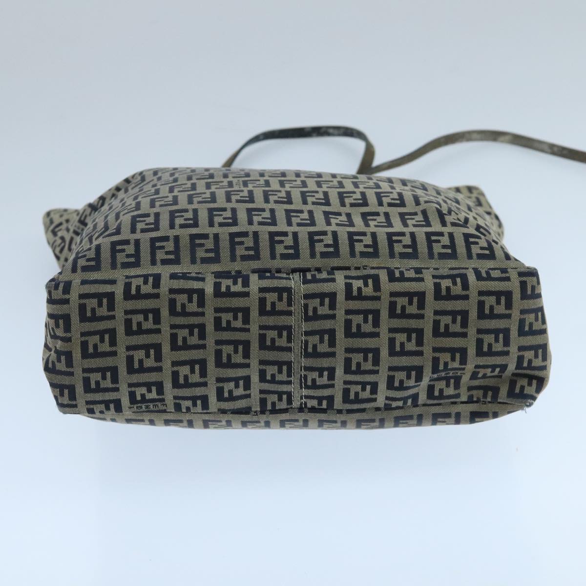 FENDI Zucchino Canvas Tote Bag Navy Silver 104722