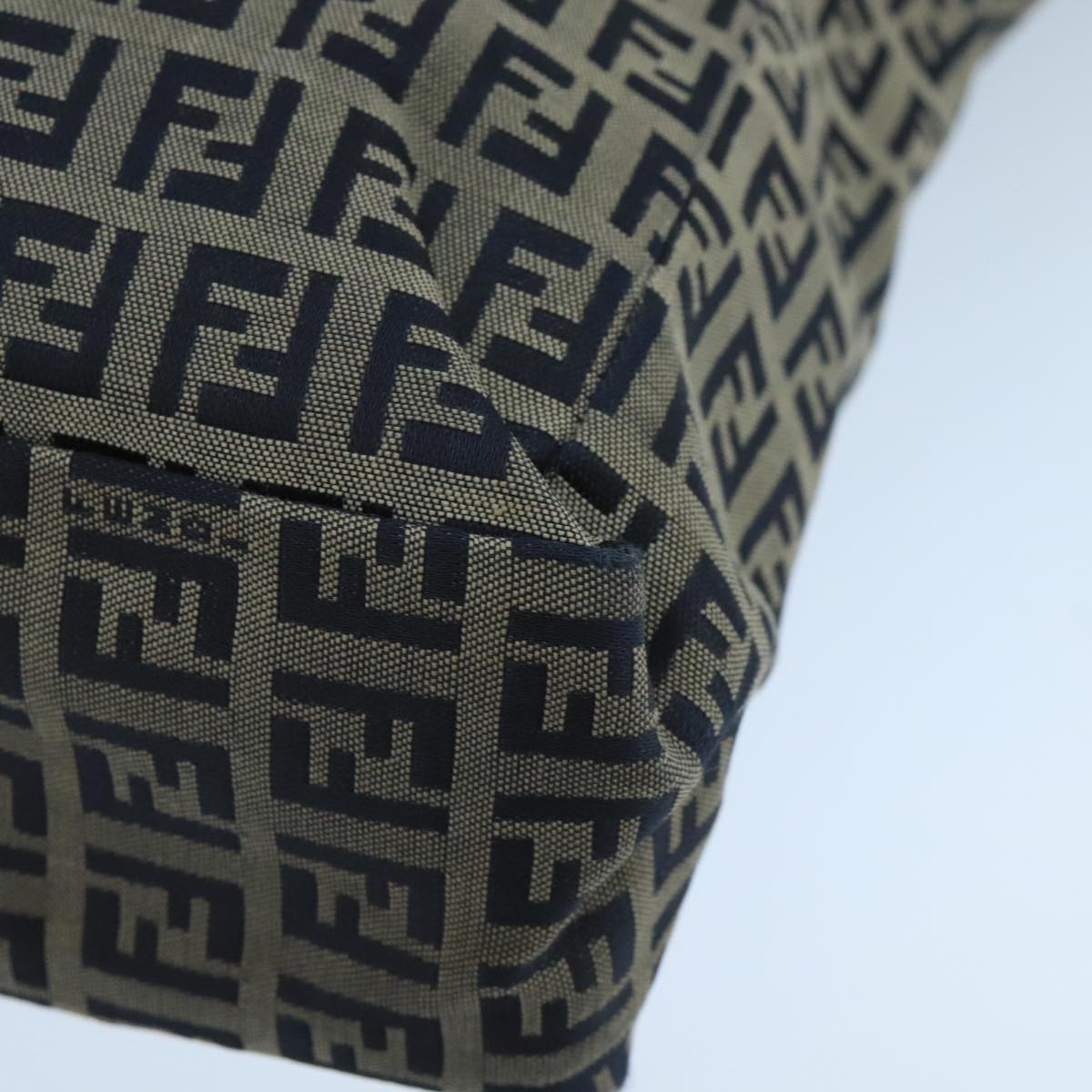 FENDI Zucchino Canvas Tote Bag Navy Silver 104722