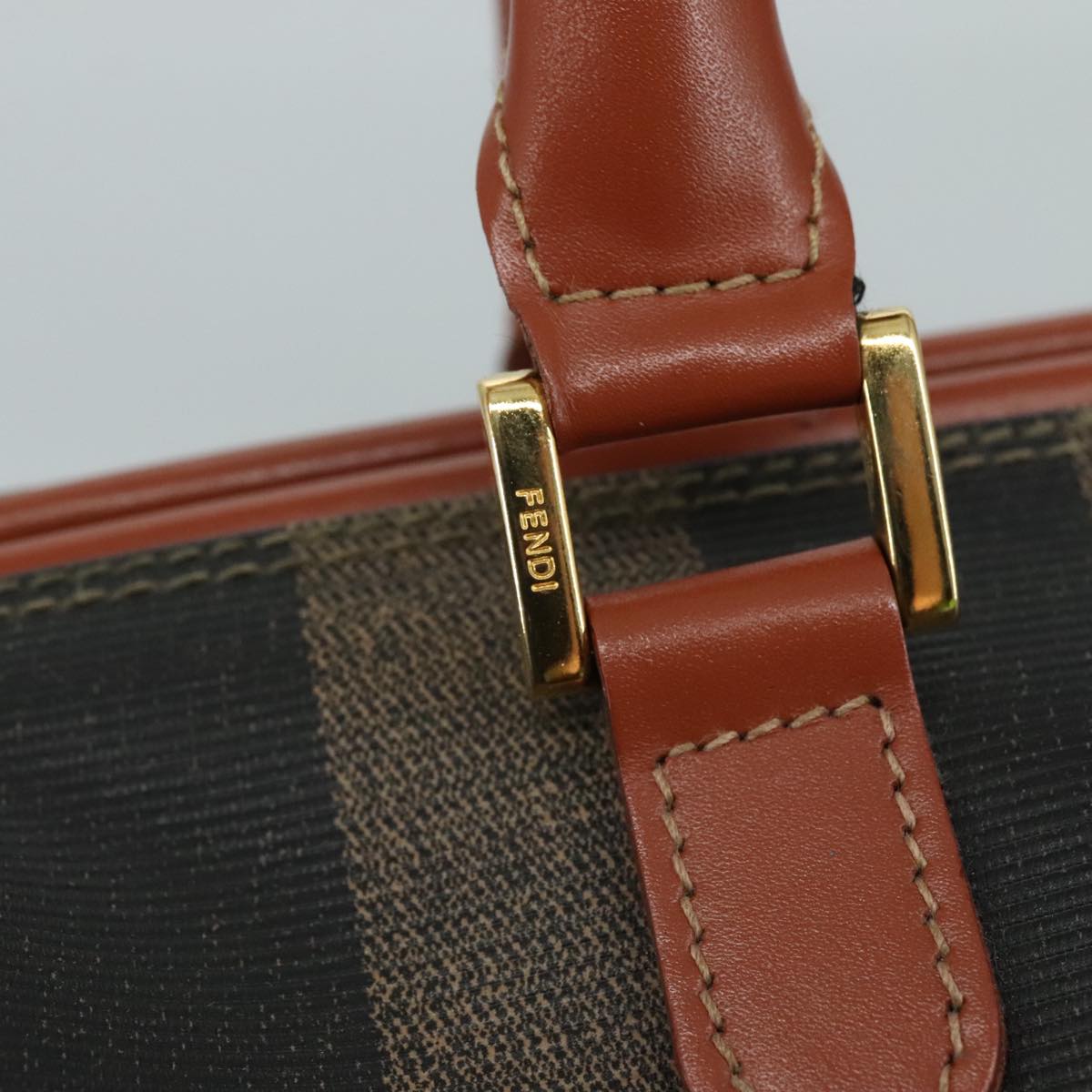 FENDI Pecan Canvas Hand Bag Coated Canvas Brown 104727