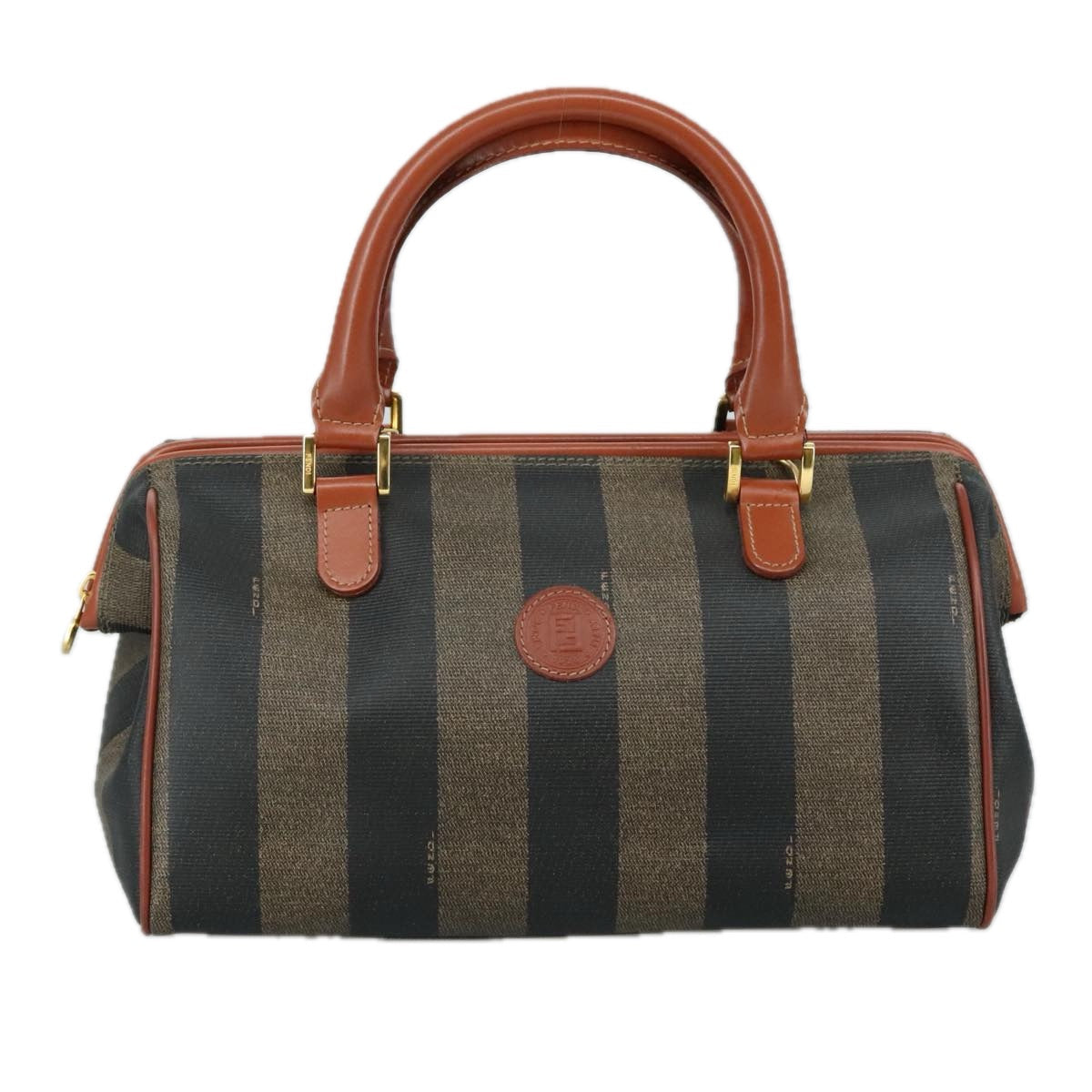 FENDI Pecan Canvas Hand Bag Coated Canvas Brown 104727