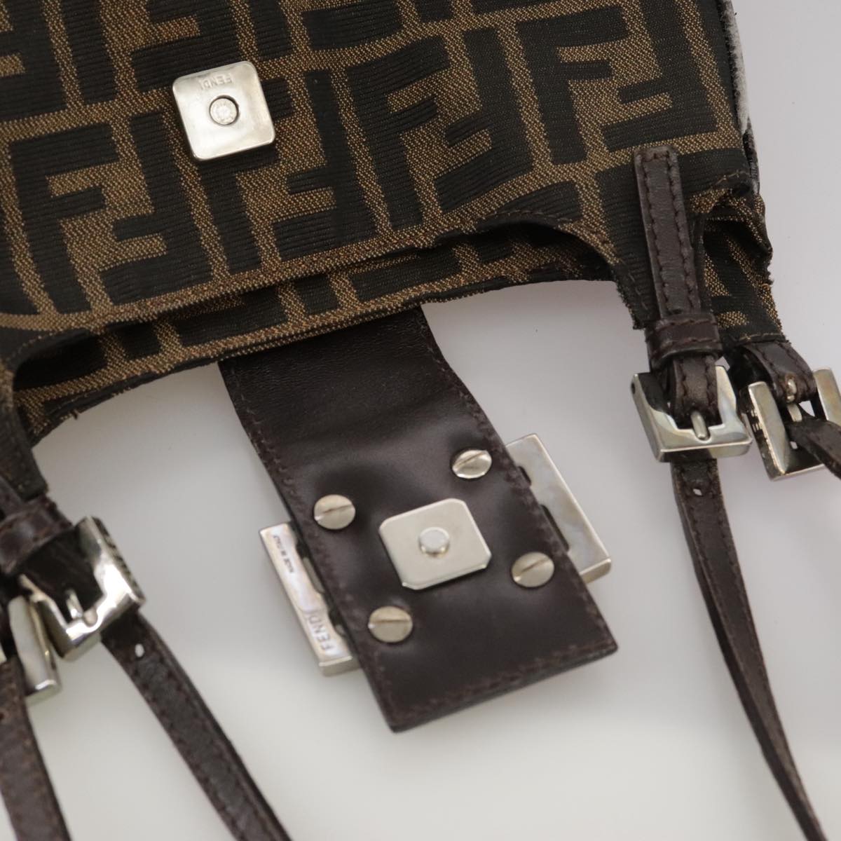 FENDI Zucca Canvas Shoulder Bag Brown 104730