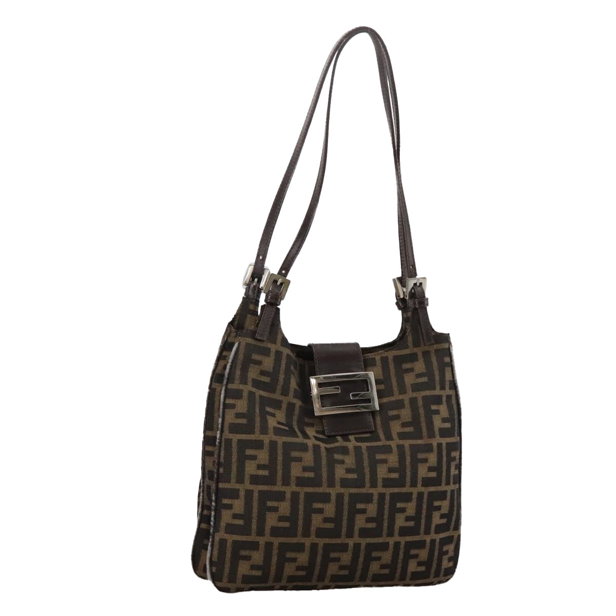 FENDI Zucca Canvas Shoulder Bag Brown 104730