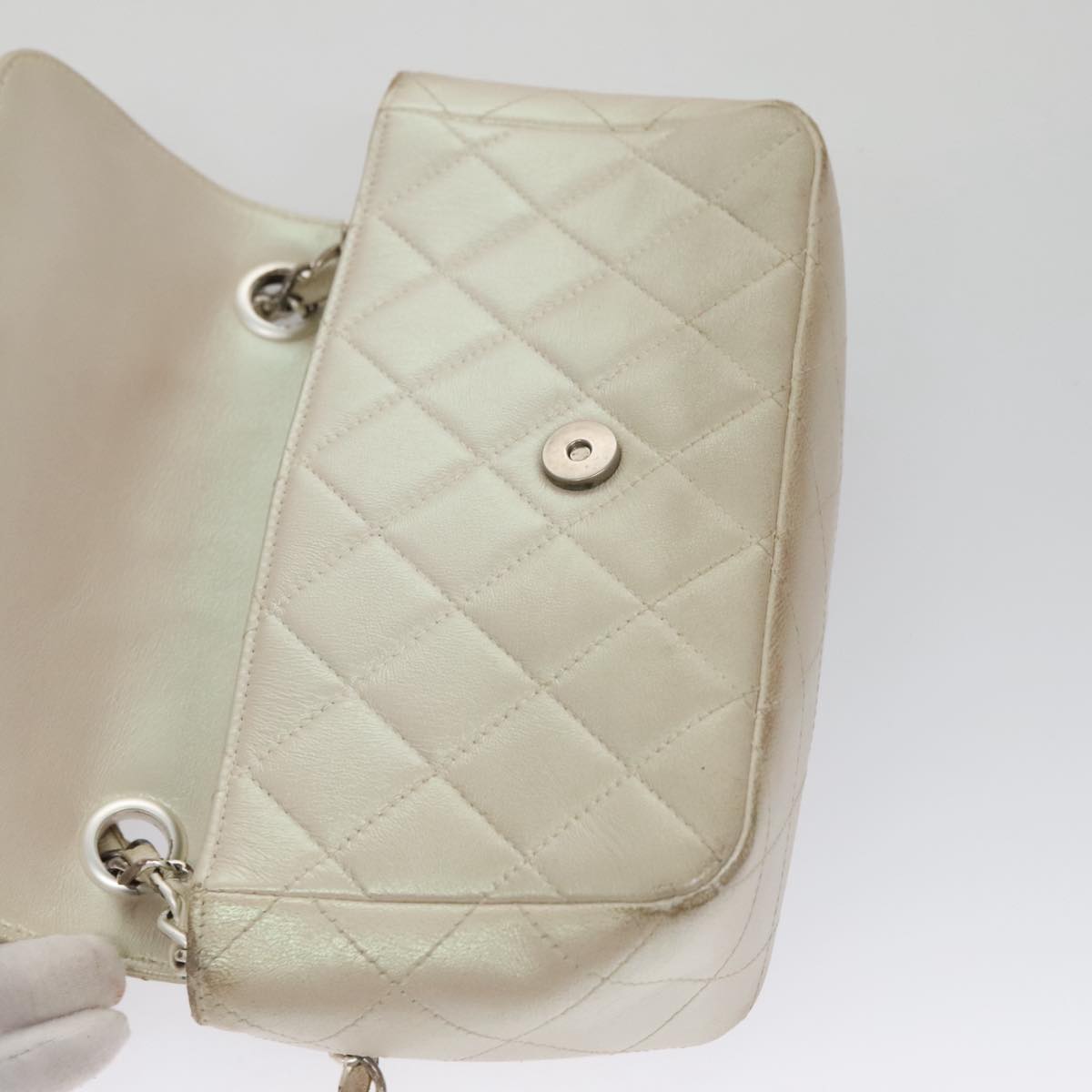 CHANEL Matelasse Chain Shoulder Bag Lamb Skin Pink CC 104774