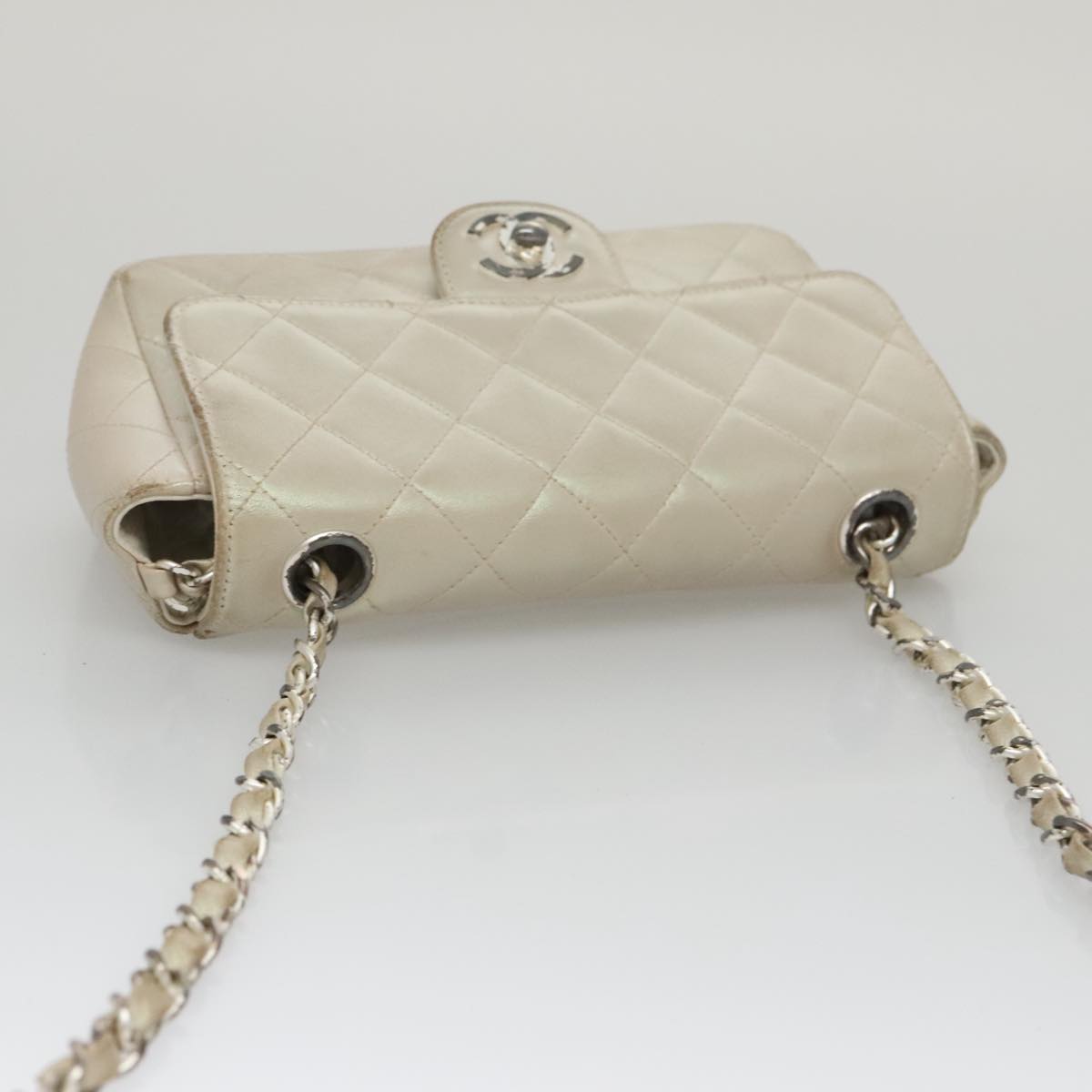 CHANEL Matelasse Chain Shoulder Bag Lamb Skin Pink CC 104774