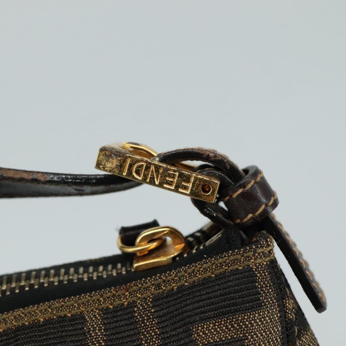 FENDI Zucca Canvas Hand Bag Brown 104859