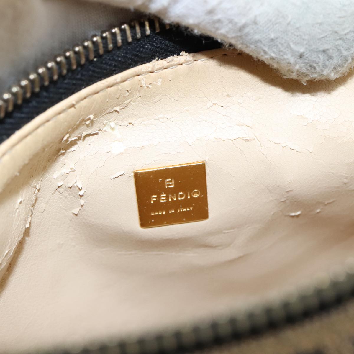 FENDI Zucca Canvas Hand Bag Brown 104859