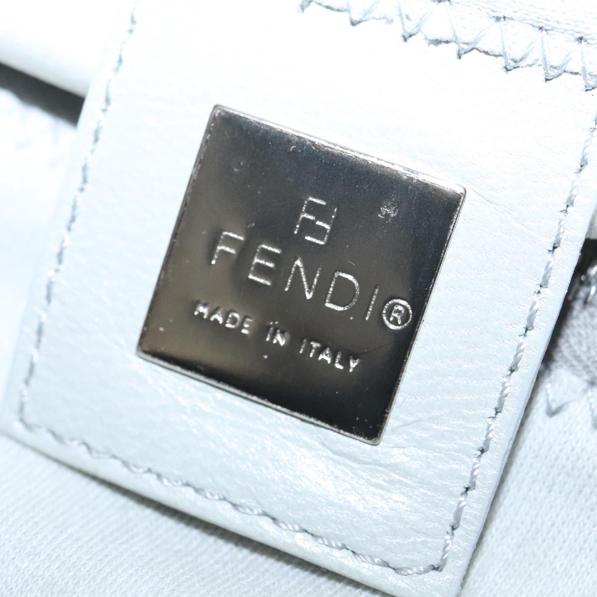 FENDI Mamma Baguette Shoulder Bag Cotton Gray Silver 104866