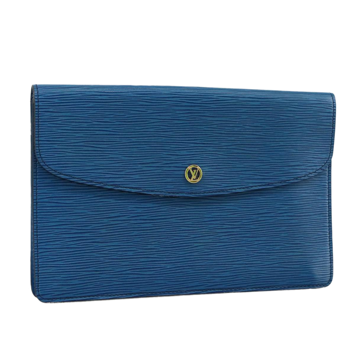 LOUIS VUITTON Epi Montaigne 27 Clutch Bag Blue M52655 LV 104922