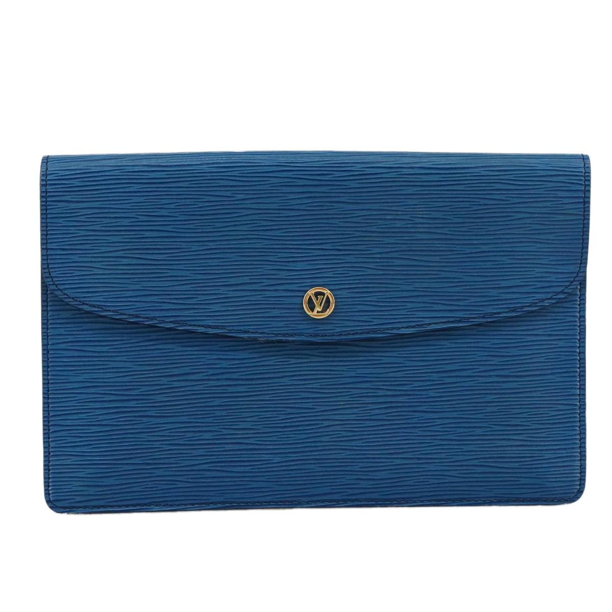 LOUIS VUITTON Epi Montaigne 27 Clutch Bag Blue M52655 LV 104922