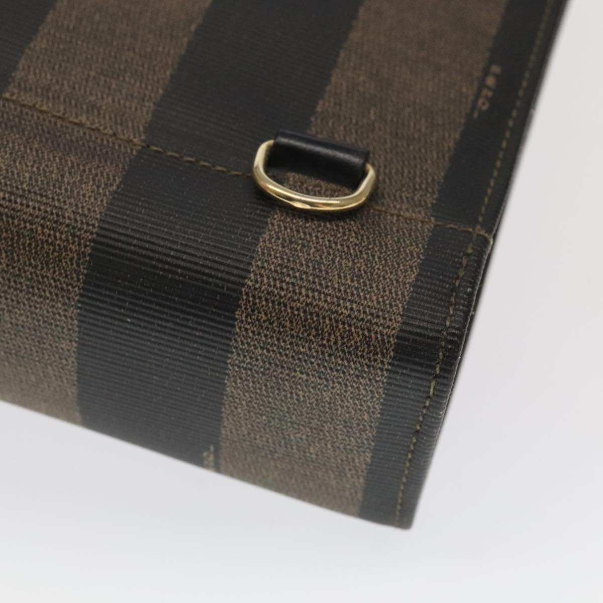 FENDI Pecan Canvas Hand Bag PVC Leather 2way Black Brown 104965