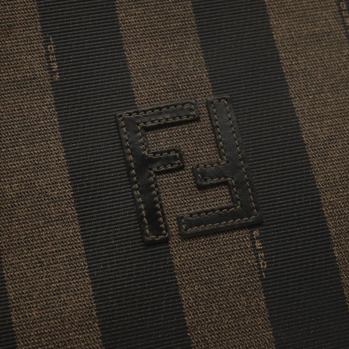 FENDI Pecan Canvas Hand Bag PVC Leather 2way Black Brown 104965