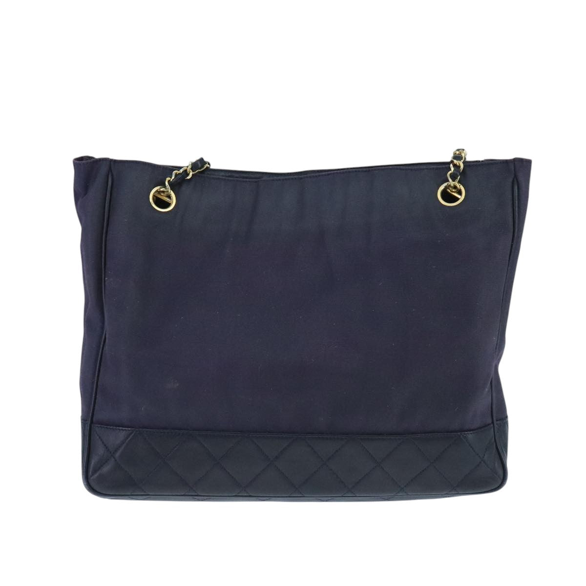 CHANEL Chain Matelasse Shoulder Bag Canvas Navy CC 104987