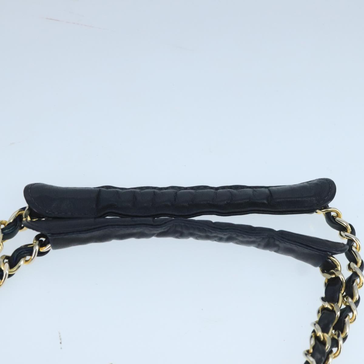 CHANEL Chain Matelasse Shoulder Bag Canvas Navy CC 104987