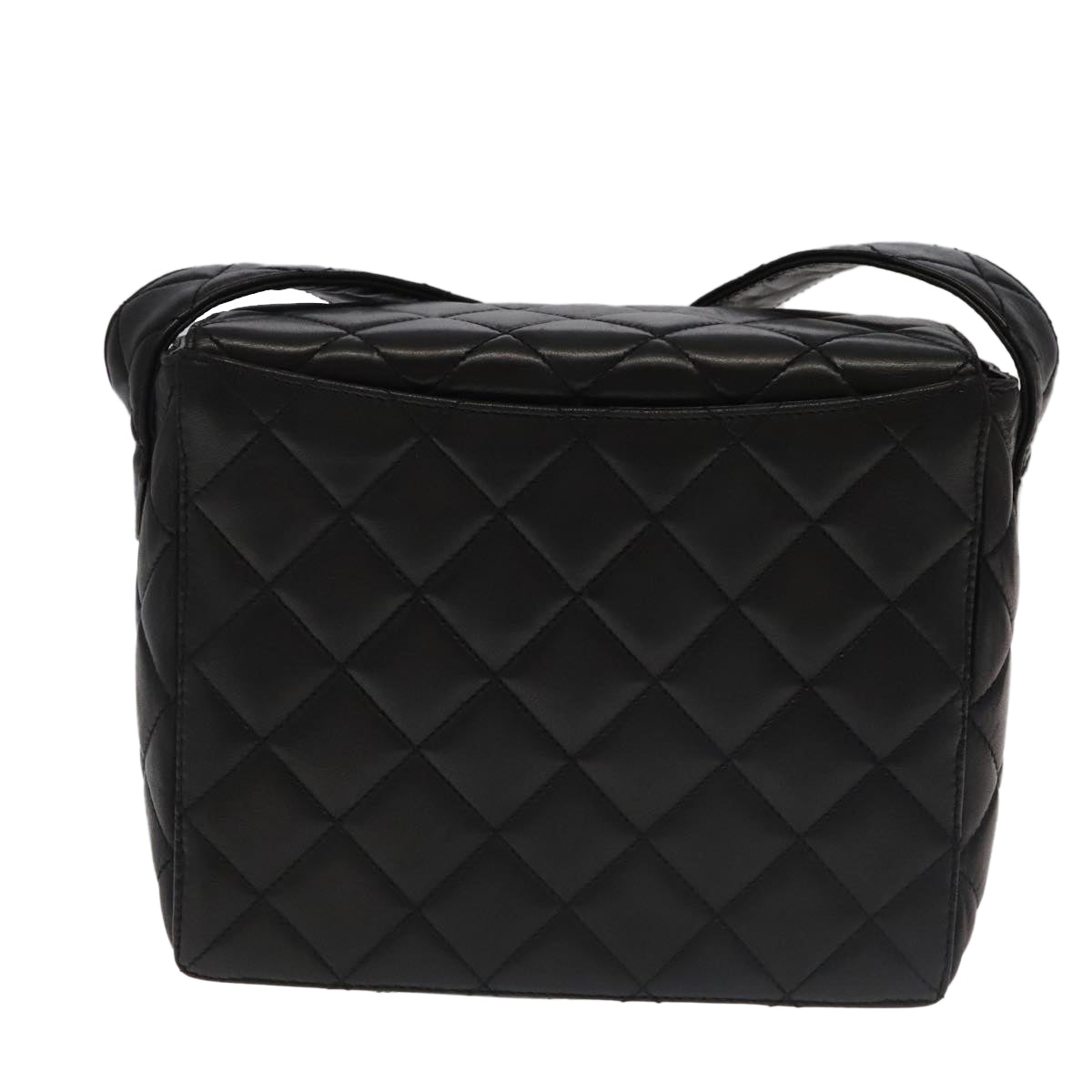 CHANEL Matelasse Shoulder Bag Lamb Skin Black Gold CC 104998A