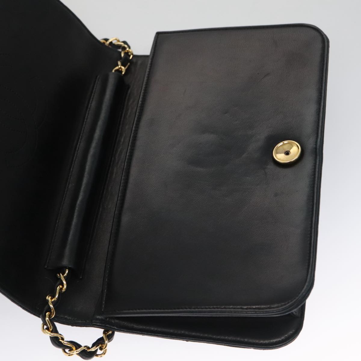 CHANEL Matelasse Chain Shoulder Bag Lamb Skin Black CC 104999