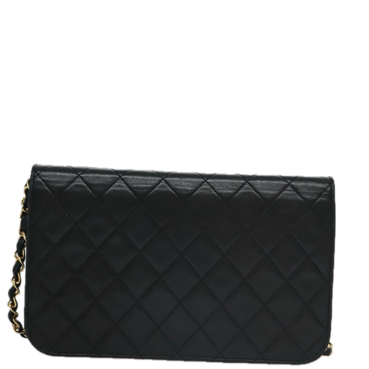 CHANEL Matelasse Chain Shoulder Bag Lamb Skin Black CC 104999