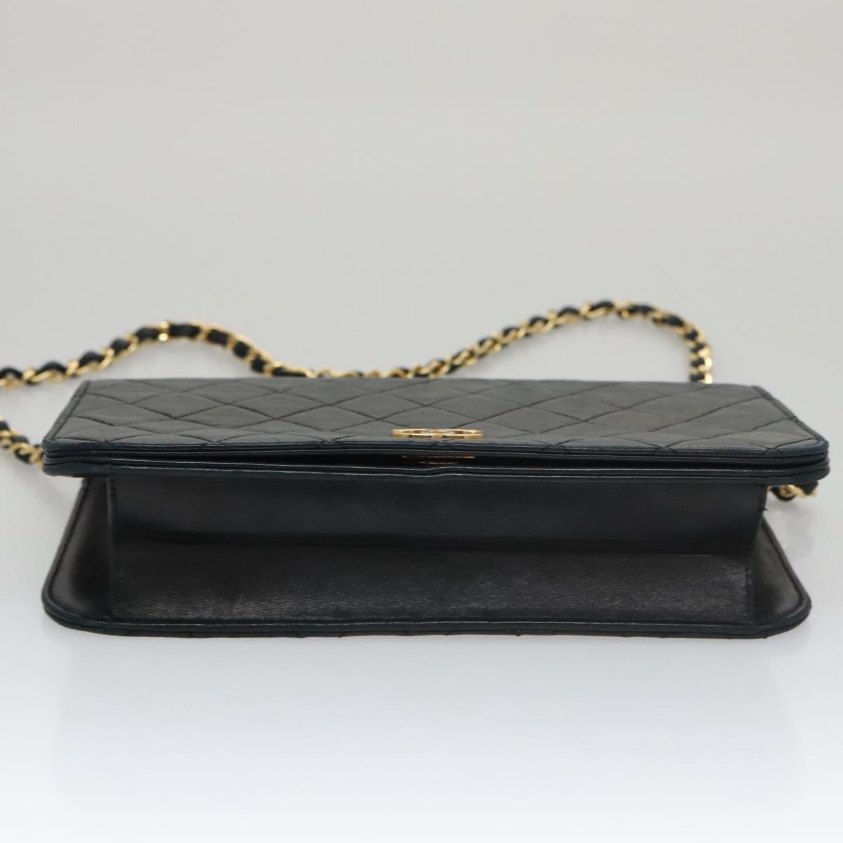 CHANEL Matelasse Chain Shoulder Bag Lamb Skin Black CC 104999