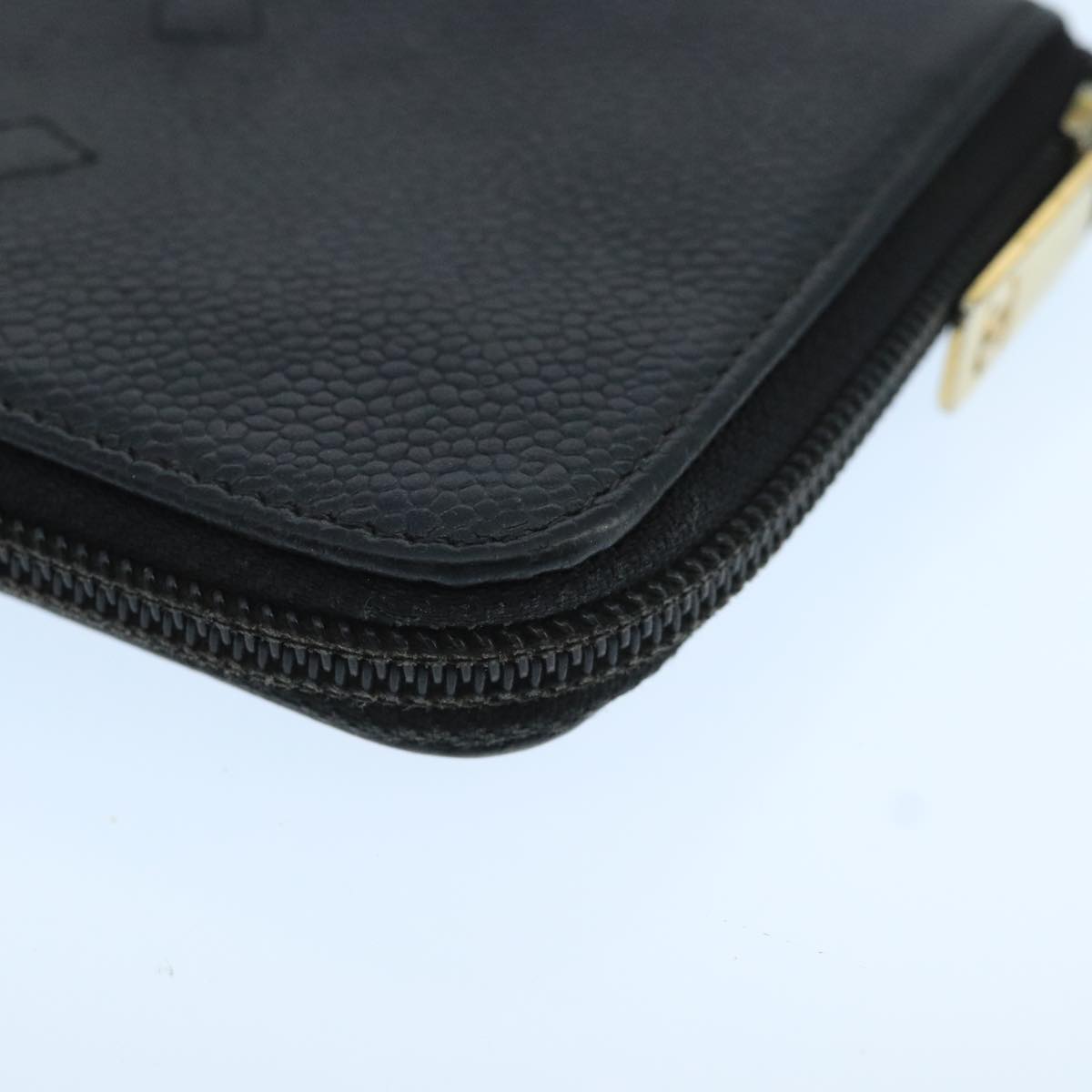 CHANEL COCO Mark Wallet Caviar Skin Black Gold CC 105006
