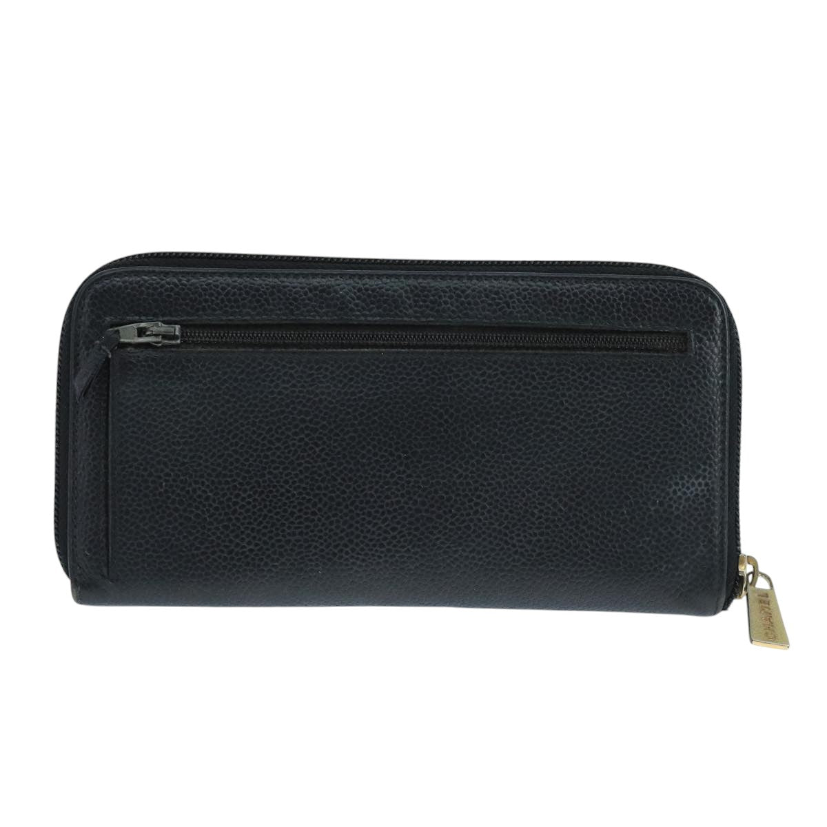 CHANEL COCO Mark Wallet Caviar Skin Black Gold CC 105006