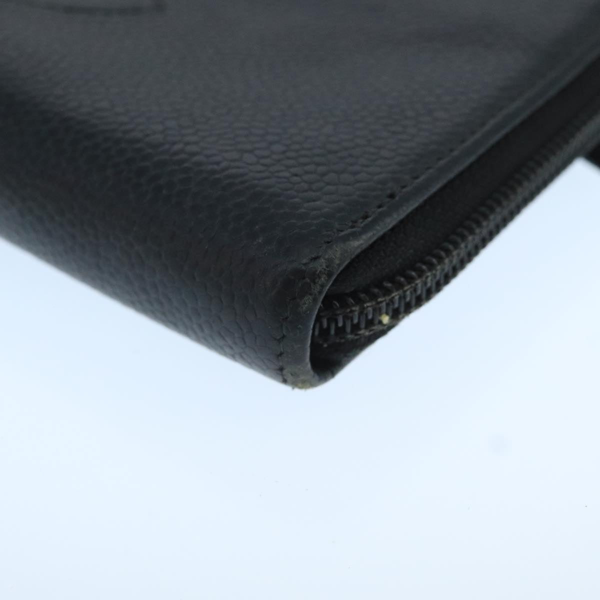 CHANEL COCO Mark Wallet Caviar Skin Black Gold CC 105006