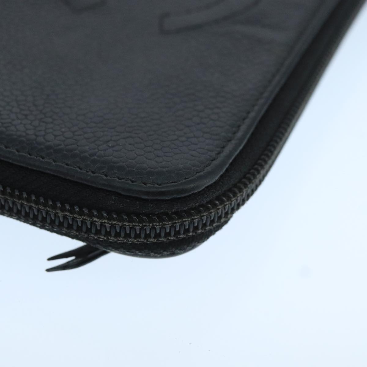 CHANEL COCO Mark Wallet Caviar Skin Black Gold CC 105006