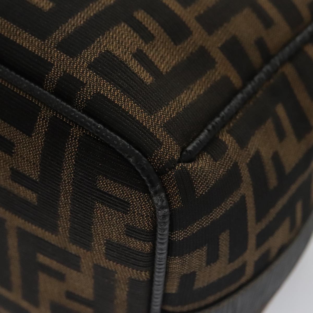 FENDI Zucca Canvas Vanity Hand Bag Brown Black gold 105251