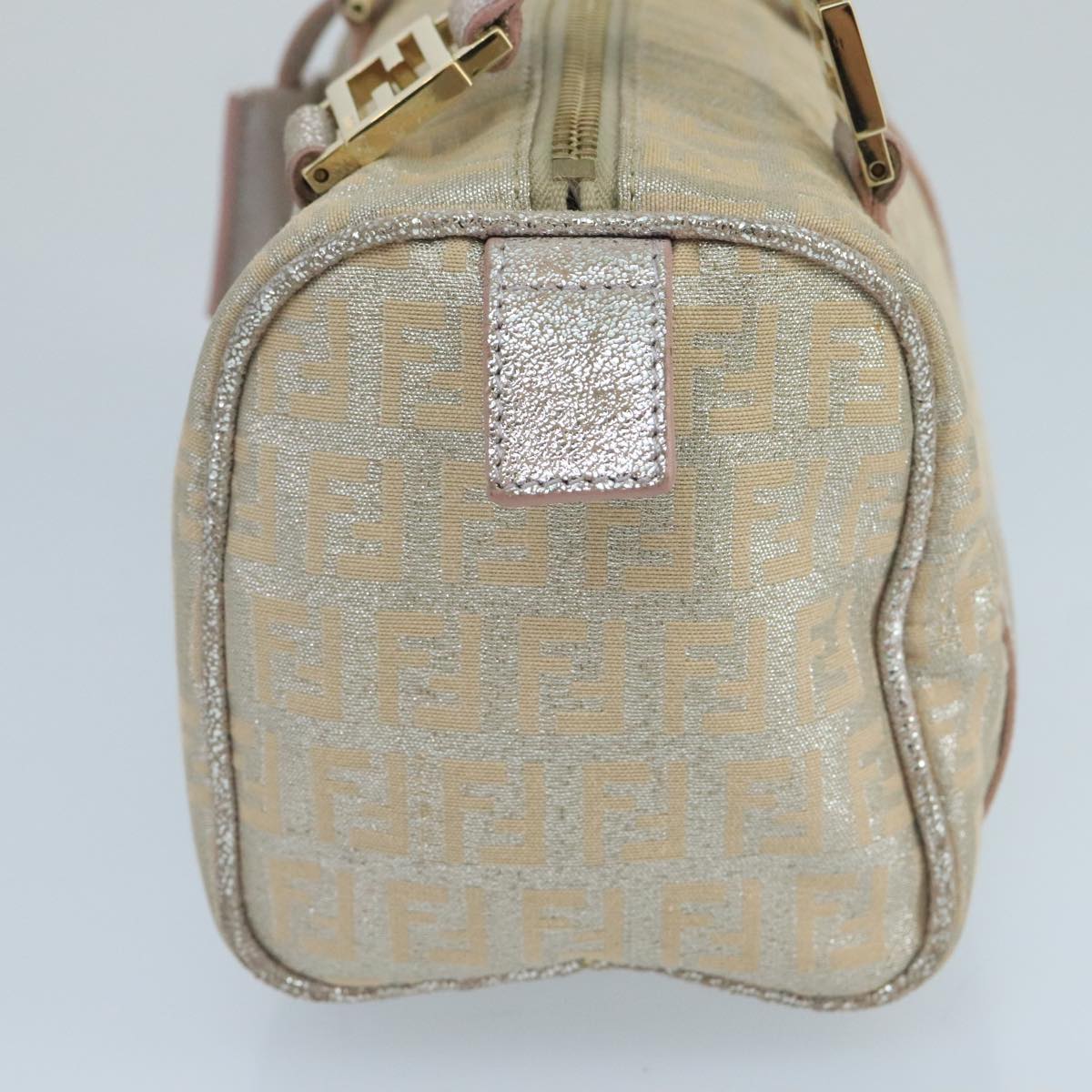 FENDI Zucchino Canvas Hand Bag Silver 105253