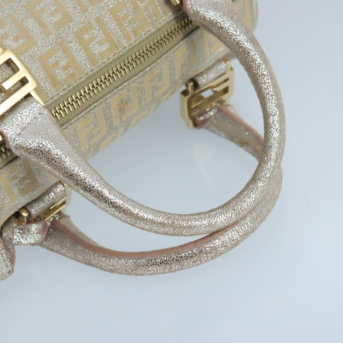 FENDI Zucchino Canvas Hand Bag Silver 105253