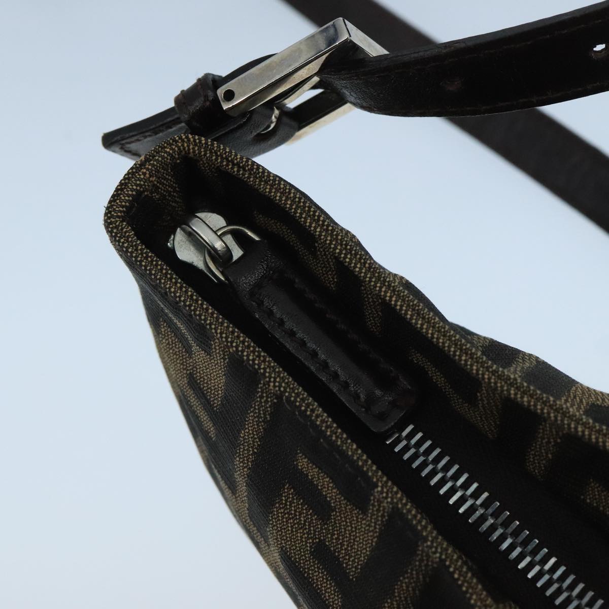 FENDI Zucca Canvas Mamma Shoulder Bag Brown Black Gold 105316